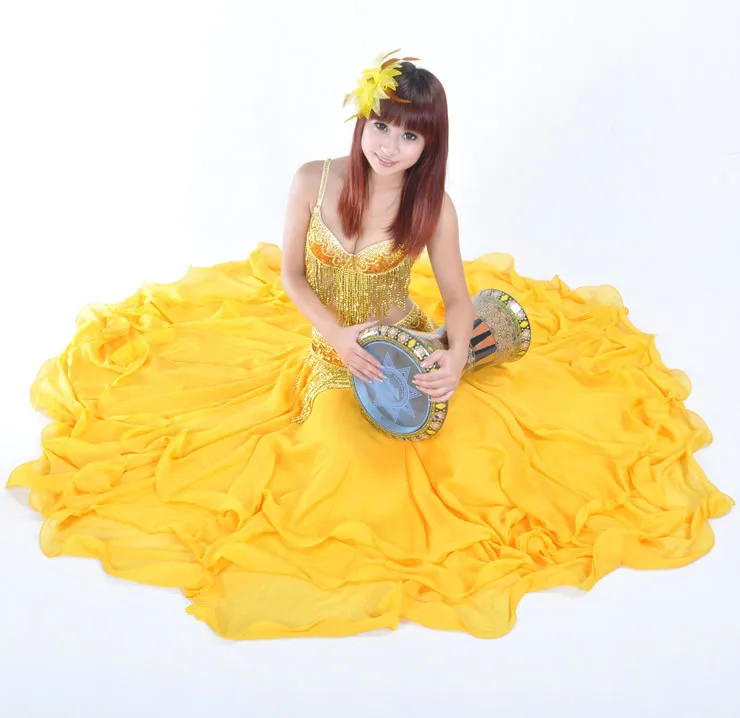 Трехслойная шифоновая юбка для танца живота длинная Цыганская 14 цветов|skirt