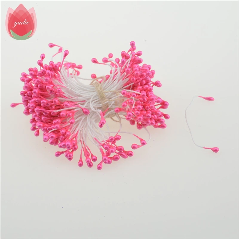 deep pink 300 шт Мини жемчужная тычинка сахар ручной работы искусственный цветок для свадебного украшения DIY Скрапбукинг декоративный венок поддельные цветы - Цвет: deep pink