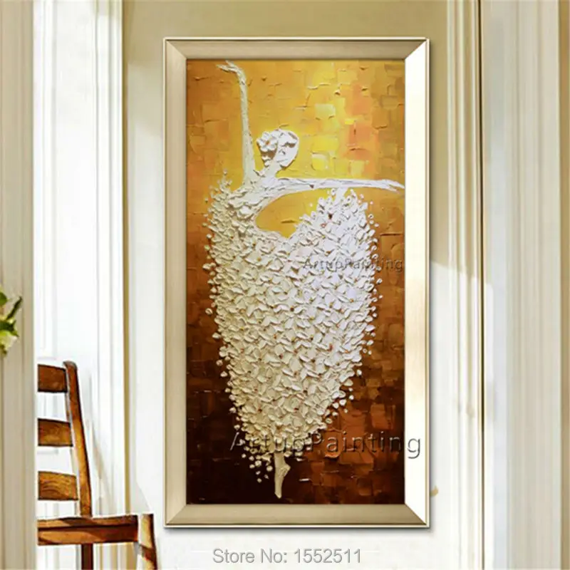 

Ballet Dancer painting quadro caudros decoracion acrylic palette knife texture canvas painting Wall art Pictures for living room