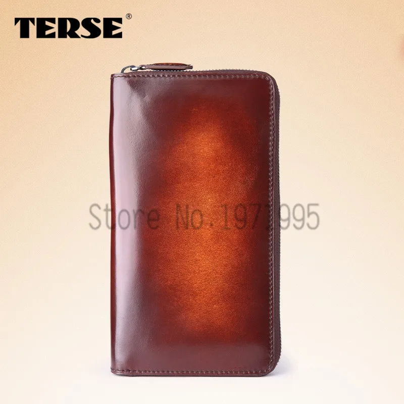 TERSE мужской кожаный кошелек деловые Длинные кошельки на молнии 6 цветов Роскошный