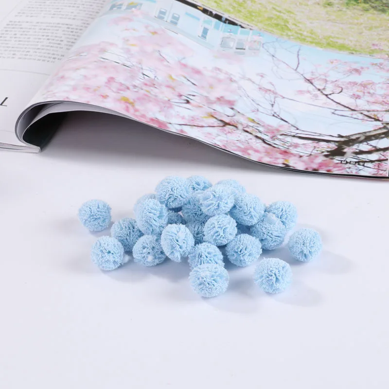 Blue Yarn Balls 100 шт 1,5 см кружева эластичные марлевые сетки цветочные шарики DIY ремесло поставки Свадебный декор Пряжа шары головные уборы ювелирные украшения Pompones - Цвет: Blue Yarn Balls