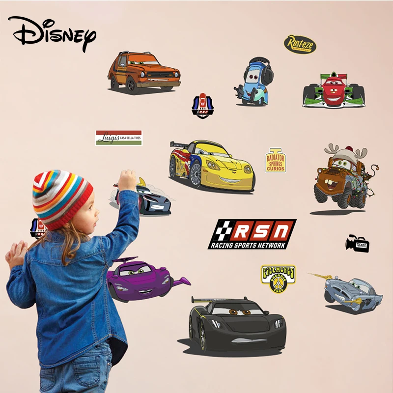 Disney car mobilization stickers children's room baby bedroom bedside background wall decoration PVC stickers