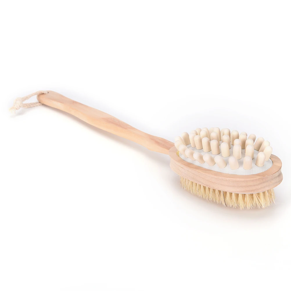 Щетка с натуральной щетиной 35 см двусторонняя щетка 2 в 1|shower brush|brush bathbath body scrubber |
