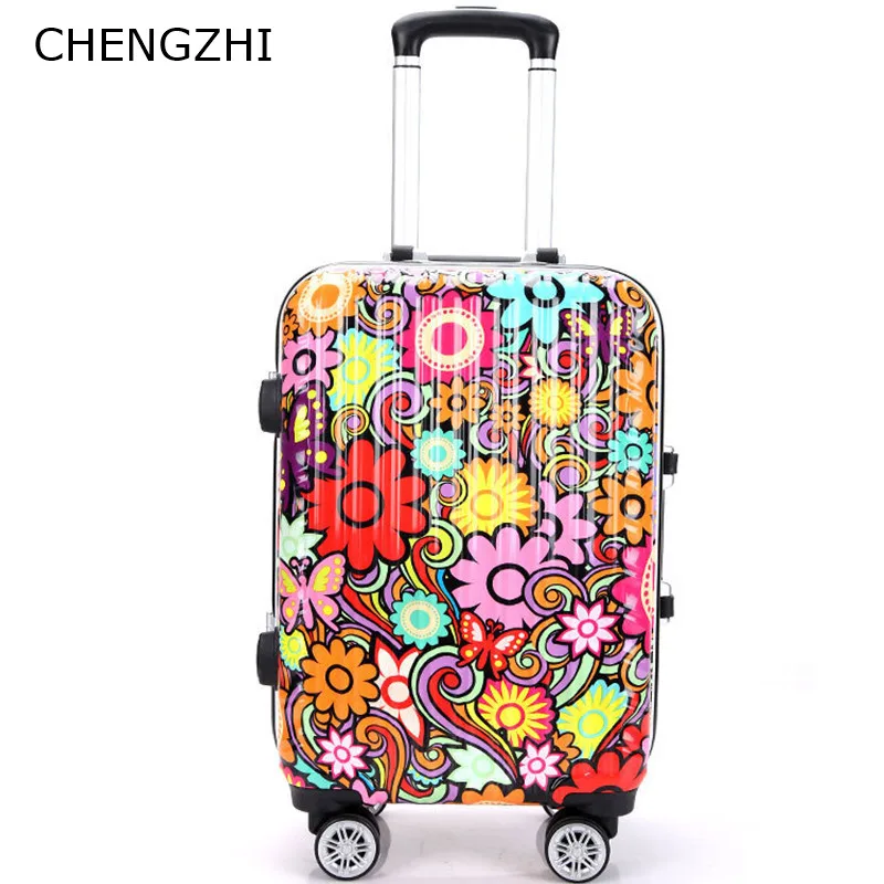 Чемодан CHENGZHI на колесиках чемодан из АБС и поликарбоната с модным принтом 20/24/28