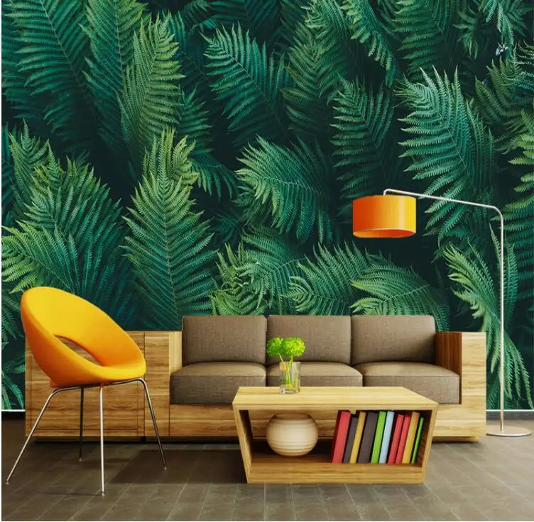 

Custom Green Leaves Mural Wallpaper 3D Stereo Forests Fresco for Living Room Study Restaurant Backdrop Wall Painting Decor