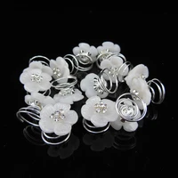 120pcs white flower crystal rhinestone hair twists spins pins hairpins wedding bridal hair accessories wholesale free shipping