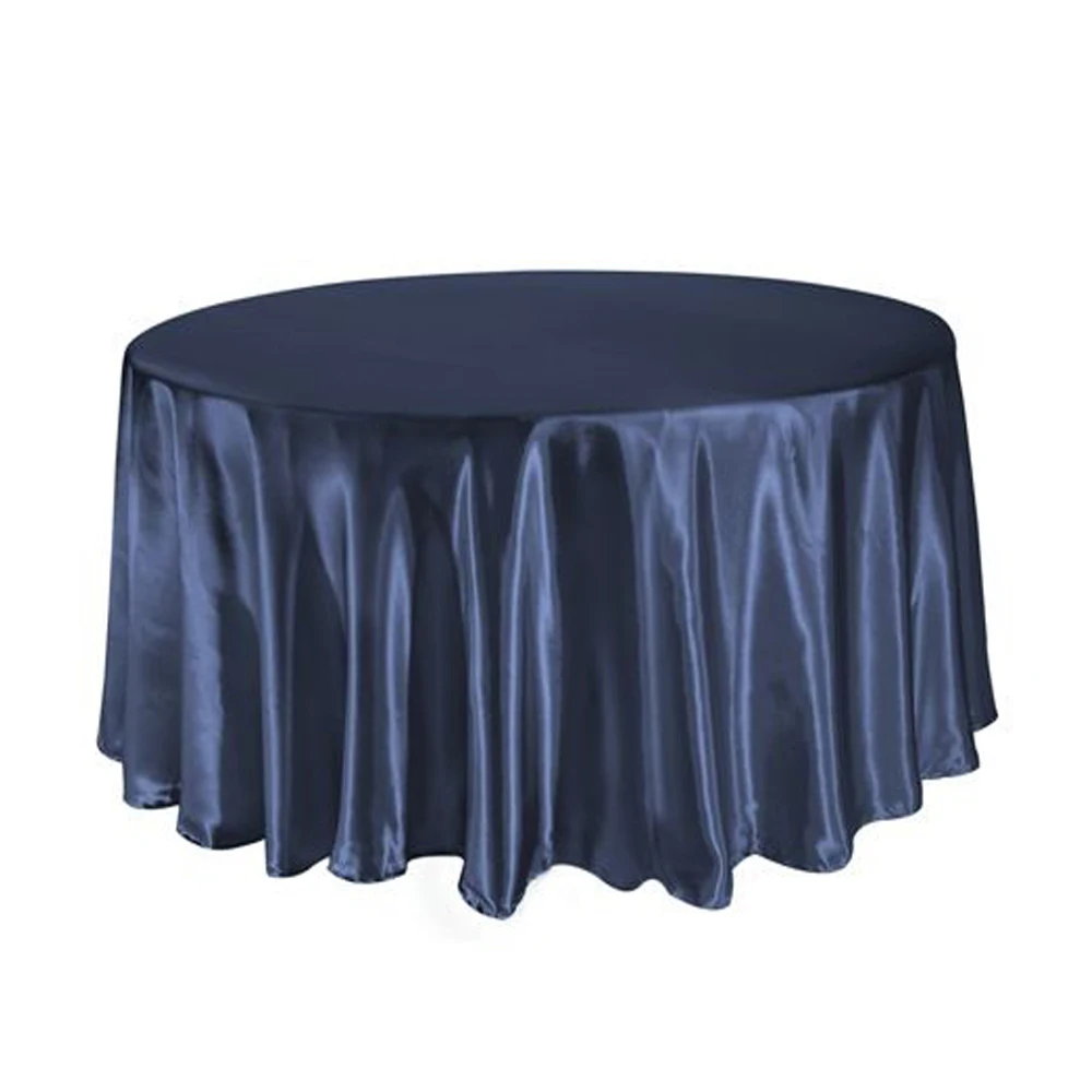 navy blue Роскошная полиэфирная атласная Скатерть, маслостойкая Скатерть для свадебной вечеринки, ресторана, банкета, украшения для дома, круглая скатерть - Цвет: navy blue