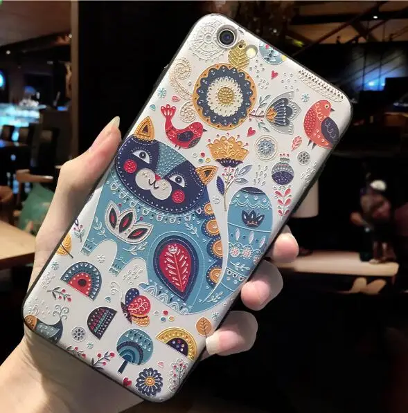 Для iphone x 8 8plus чехол с 3D рельефным 3d-рисунком льва кота слона ультра тонкий из ТПУ