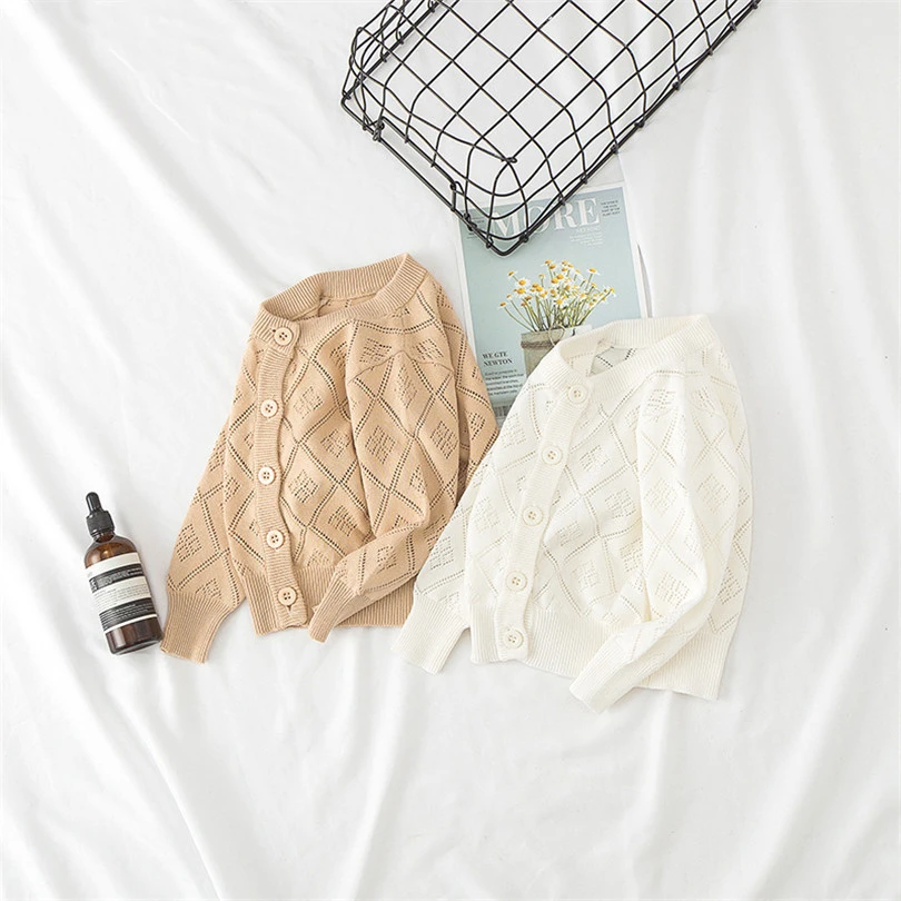 Свитер для маленьких девочек хлопковый Детский кардиган весенний дышащий