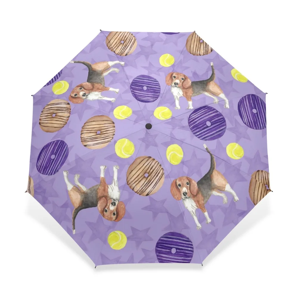 Зонт детский складной автоматический с рисунком сосисок Виоле пончиками 3