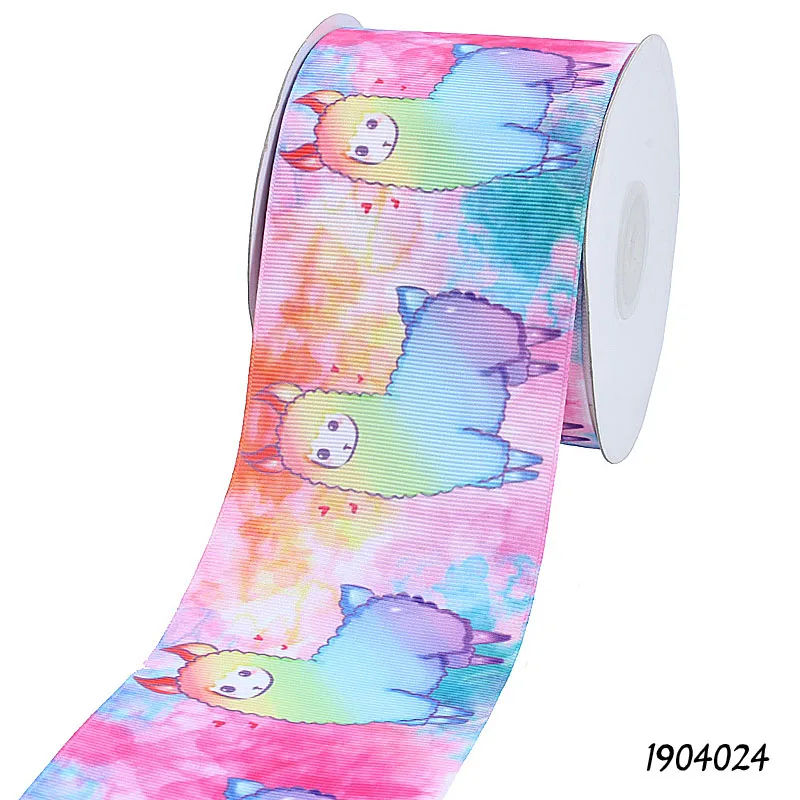 (50 ярдов/партия) FLRARIBBON популярный мультфильм Llama grosgrain школьная лента с