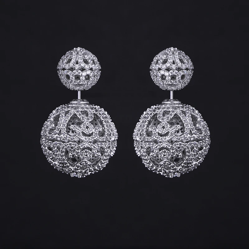 Девушка очень высокое качество Мода Посеребренная спереди назад двойной Циркон