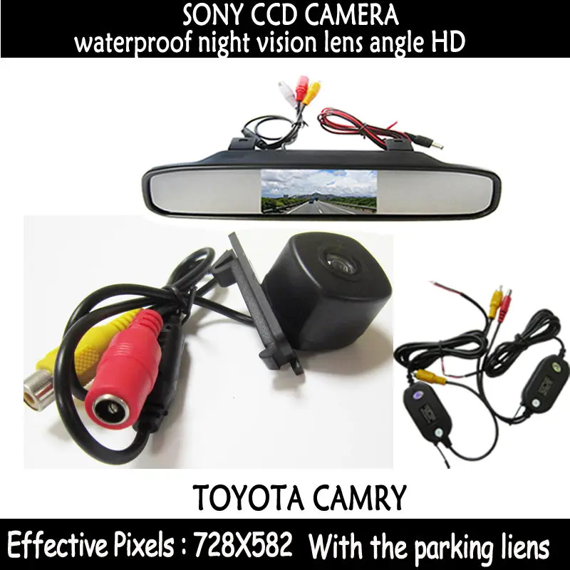 

HD SONY CCD Автомобильная камера заднего вида, цветная камера заднего вида + 4,3 дюймовый монитор зеркала заднего вида, парковочный монитор для TOYOTA CAMRY 2008