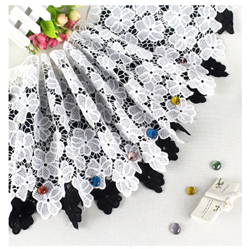 

Shidao Extra Wide 29CM Soluble Lace Trim Top Knitting Wedding Embroidered Diy Handmade Patchwork Ribbon Sewing Supplies Crafts