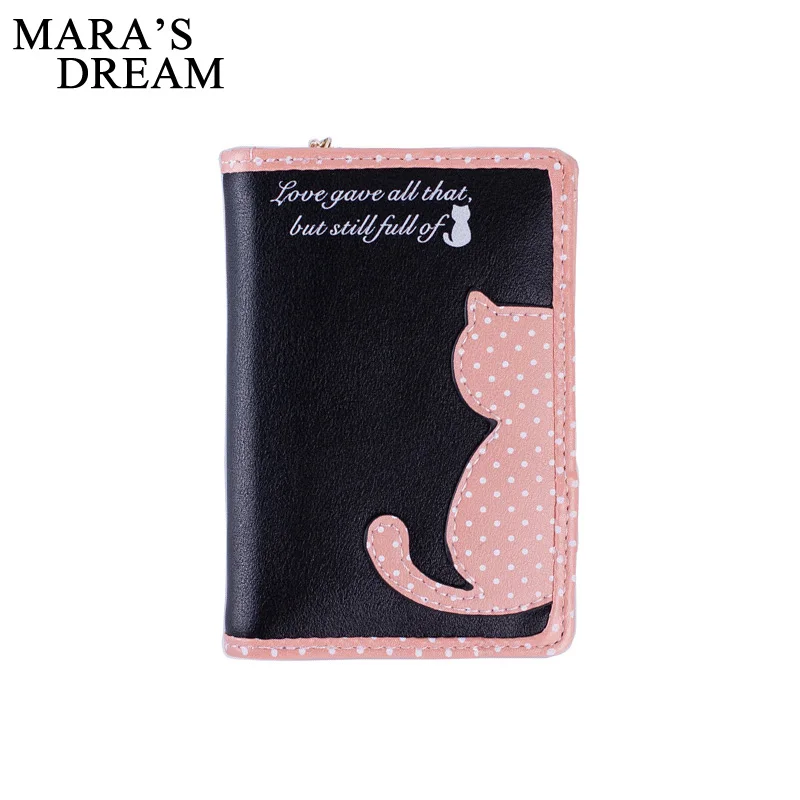 Кошелек Mara's Dream женский с принтом кошки маленький кожаный бумажник маленькой