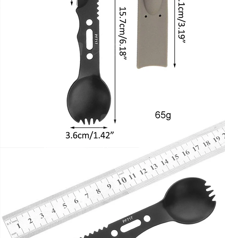 Многофункциональный Spork 8 в 1 Кемпинг столовые приборы, ложка, вилка, нож комбо с открывалкой для бутылок скалер рыба копье Мультитул для кемпинга