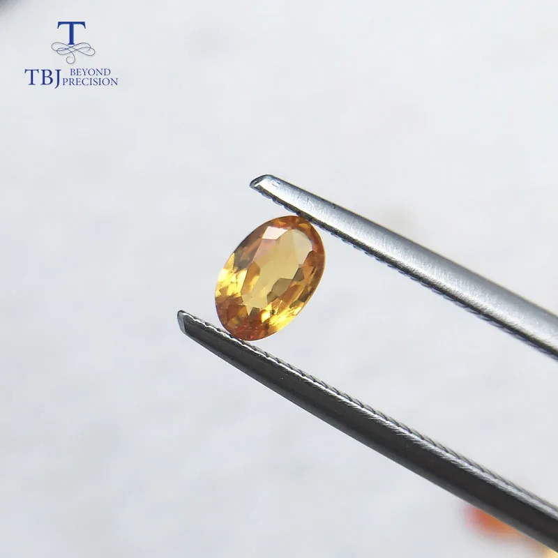 Tbj натуральный желтый цвет синий сапфир овальной огранки 4*6 мм 0 5 ct для