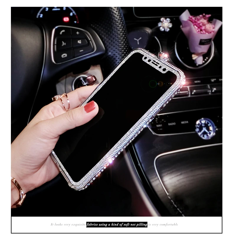 Шикарные блестящие стразы чехол для iPhone X XS Max Xr блестящая пудра Алмазная Рамка металлический алюминиевый Блестящий Футляр для iPhone 8 7 6S Plus