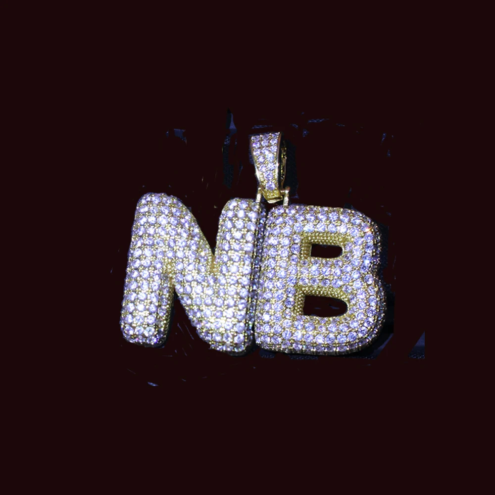 A-Z на заказ имя сращивания Пузырьковые буквы золотого серебряного цвета ожерелья