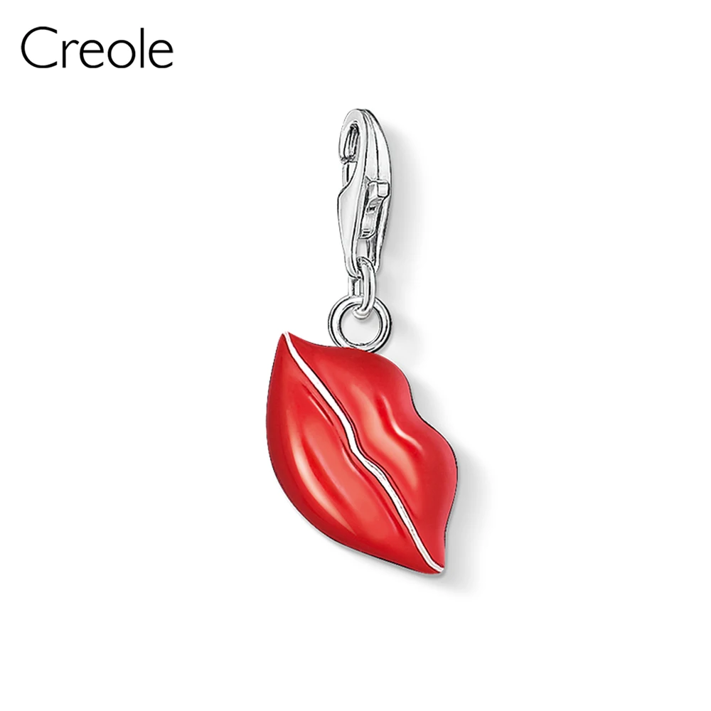 Kissing Lips Подвеска с подвеской в виде коровы, автобуса, Хамелеона, руки Фатимы, Нью-Йорк, такси, поцелуй, губы, собаки, модные ювелирные изделия, 925 пробы, Серебряный подарок - Окраска металла: Kissing Lips