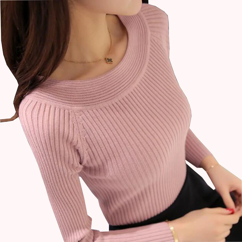 2018 Korean Autumn Winter sweater knit pullover women all-match long sleeved top femme slim Bottoming shirt High elastic jumper | Женская