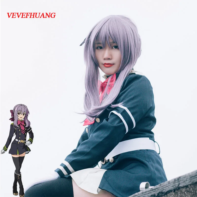 

Seraph Of The End Hiiragi Shinoa High Quality Heat Resistant Synthetic Wig Light Purple Sexy Synthetic Hair Cosplay Wigs