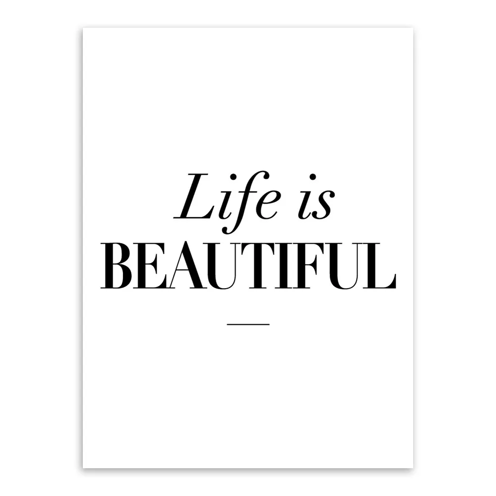 Modern Black White Nordic Beautiful Life Typography Quote A4 Art Print Poster Wall Picture Living Room Canvas Painting No Frame | Дом и сад
