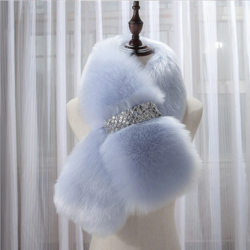 Новые зимние из искусственного лисьего меховой воротник шарф платок шеи Для