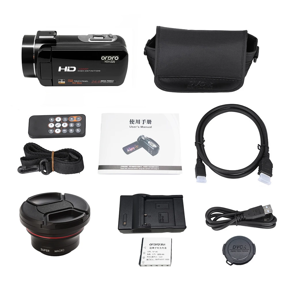 Ordro портативная видеокамера 1080P Max 24 0 MP HD с Wifi широкоугольным объективом