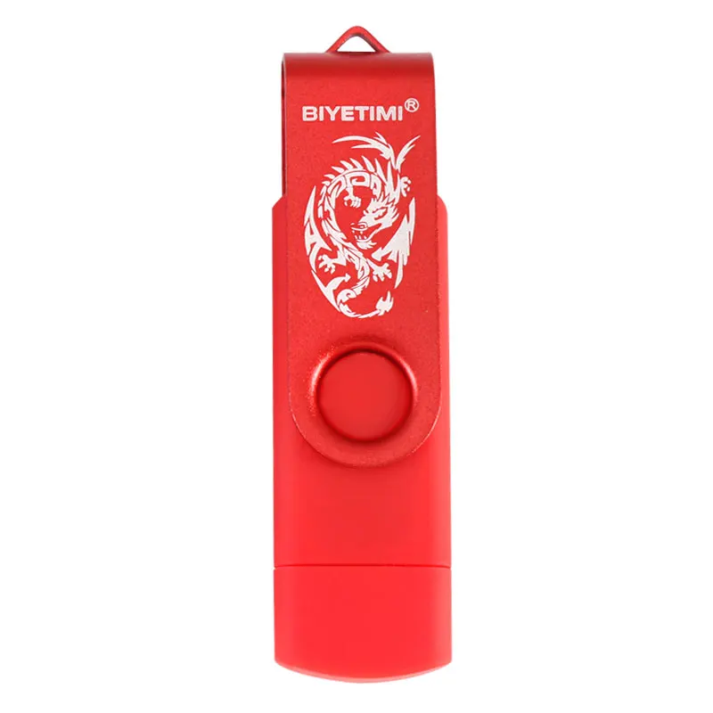 Красный USB флеш-накопитель Biyetimi dragon 4GB 8GB 16GB 32GB 64GB Corlorful OTG Phone Daul Pen Drive Memory USB Stick Флешка флеш-накопитель - Цвет: Красный