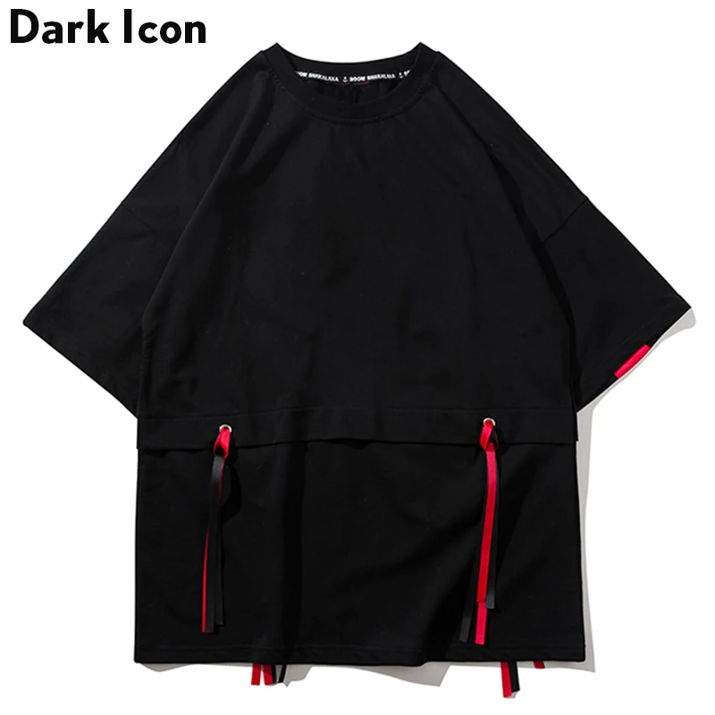 Темная икона большая W лента хип-хоп футболка футболки оверсайз мужские летние