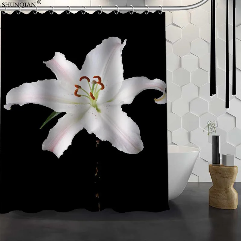 Цветы лилии на заказ занавеска для душа водонепроницаемая ткань ванной