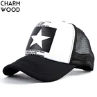 Кепка унисекс с сетчатым верхом, спортивная бейсболка с очаровательным деревянным верхом, со звездами, черная, для мужчин и женщин, летняя