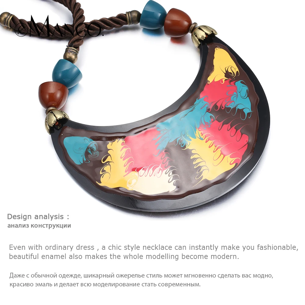Enamel resin necklace rope choker necklaces for women colorful handmade painting statement necklace chic jewelry eManco