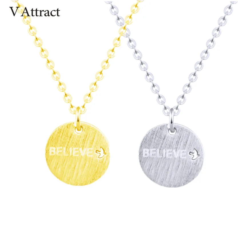 V Attract 10pcs Inspirational Bijoux Femme Geomrtric Round Pendant Necklace Letter Believe Bird Maxi Choker|necklace letter|pendant necklacecollier