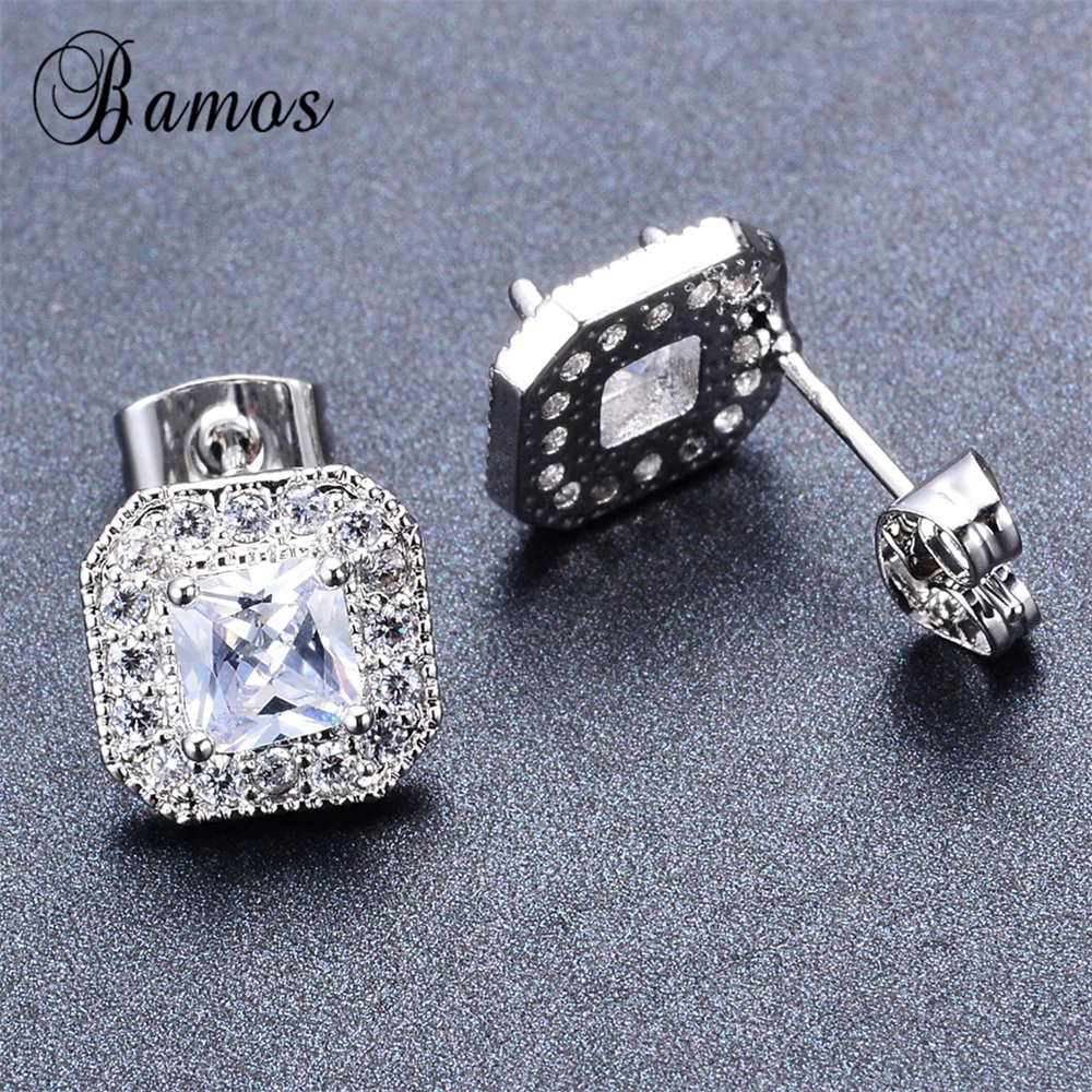 Женские серьги гвоздики серебряного цвета с цирконом AAA|double earrings|geometric stud earringsfashion