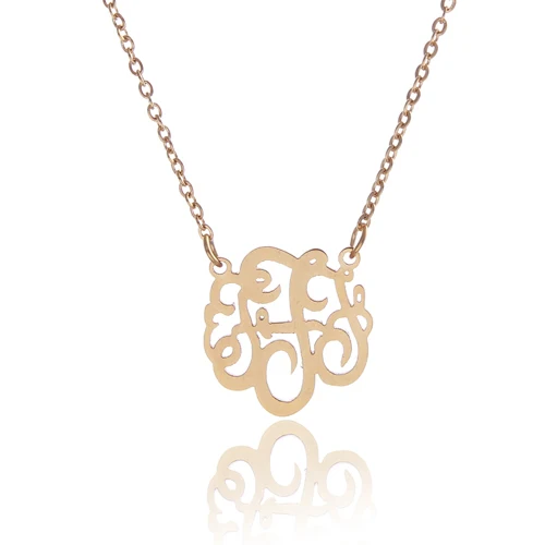 

AOLOSHOW 18mm Diameter Gold /Silver color Monogram Initials Necklace Women Stainless Steel Femme Letter Pendant Necklace NL2458