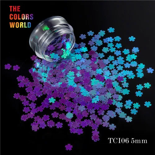 TCI06 50g TCT-051 вишневый цвет Shape12 Радужный перламутровый цвет 5 мм размер блеск для украшения ногтей макияж Facepaint DIY - Цвет: TCI06 50g