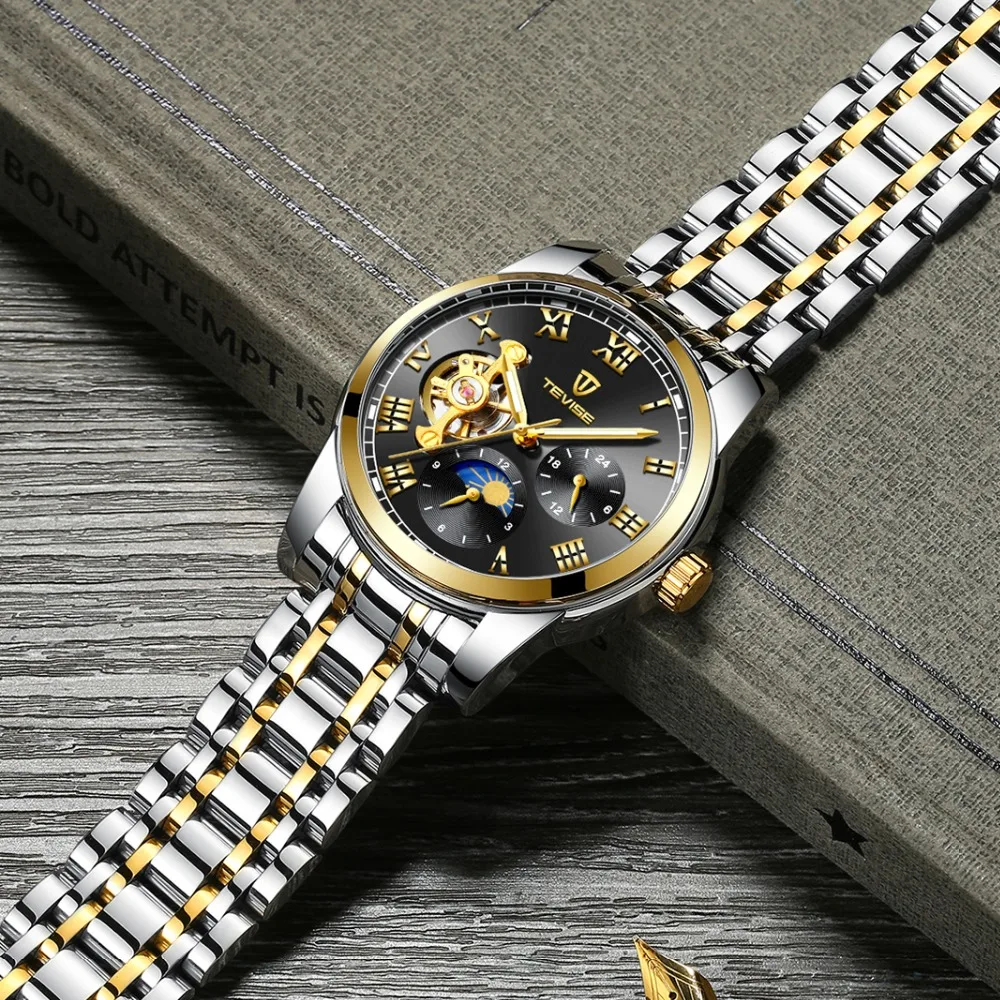 Tevise роскошные механические часы для мужчин Tourbillon автоматические мужские