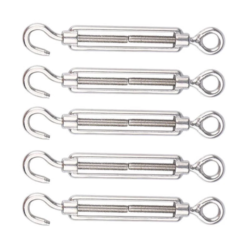 5 pcs M6 Stainless Steel Hook &amp Eye Turnbuckle Wire RopeTension Spring/Screw/Safety Buckle |