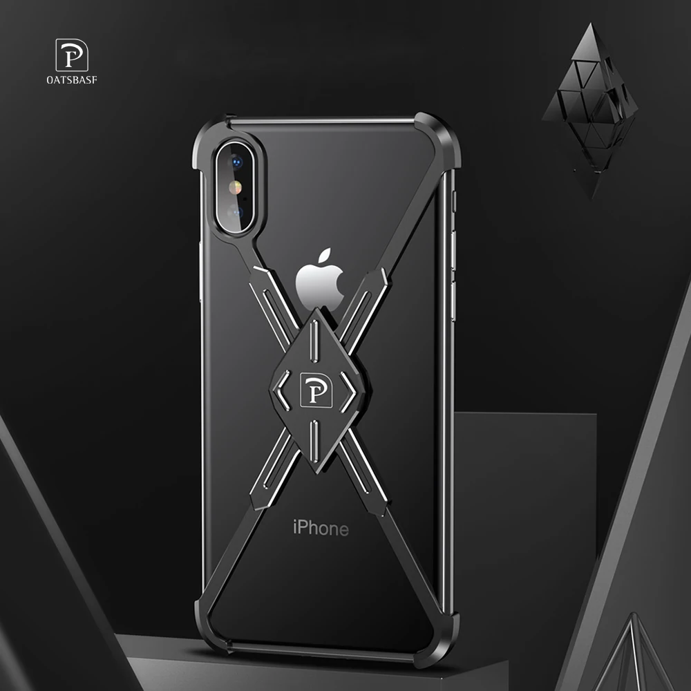 OATSBASF X металлический чехол для iPhone X XS MAX алюминиевый чехол на 360 градусов противоударный бампер мобильный чехол для телефона