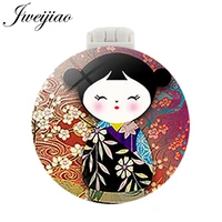 jweijiao russia doll cartoon pocket mirror with massage comb children compact portable make up mirrors and comb beauty tools