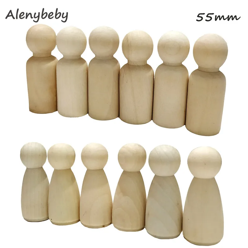 Men Woman Mixed Plain Blank 55mm Natural Wood People Peg Dolls Unpainted Figures Wedding Cake Family Christmas Gift | Мать и ребенок