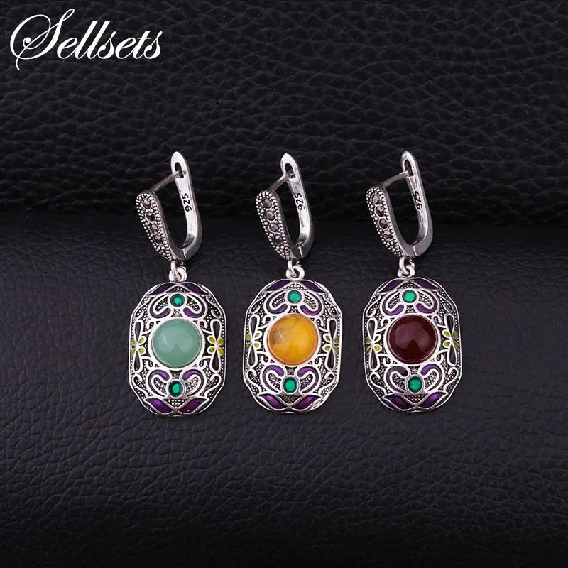 Винтажные Ювелирные изделия Sellsets серебряного цвета богемные этнические серьги