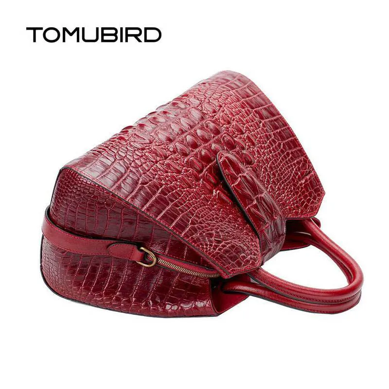 

TOMUBIRD 2020 New women genuine leather bag brands Crocodile embossed luxury women tote bag top leather handbagsa