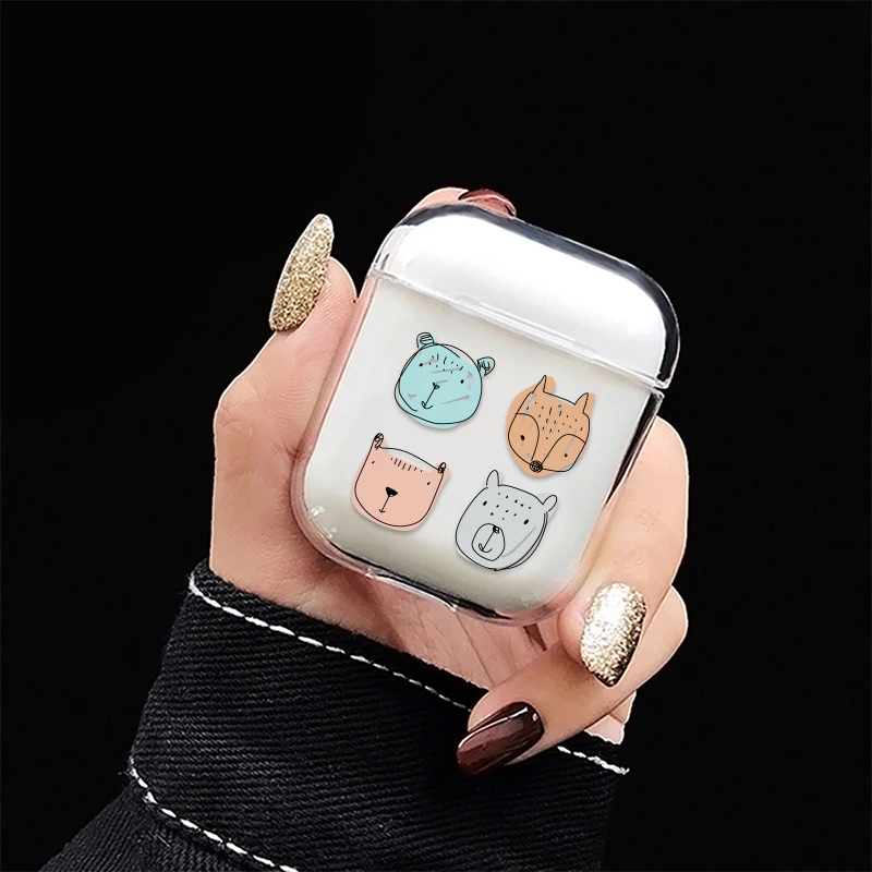Для AirPods чехол милый мультяшный узор прозрачный защитный Bluetooth беспроводной для