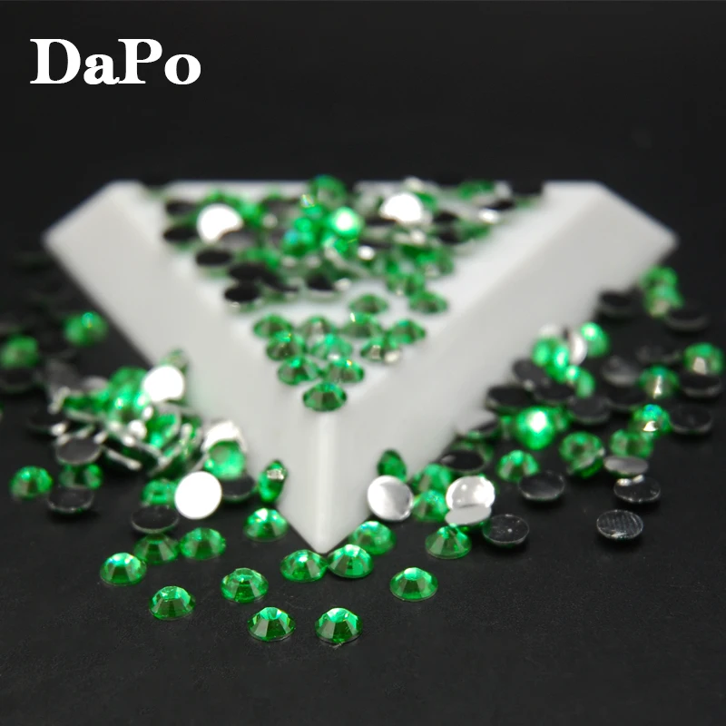 Зеленый циркон Цвет ногтей плоская задняя часть стразы круглой формы для дизайна
