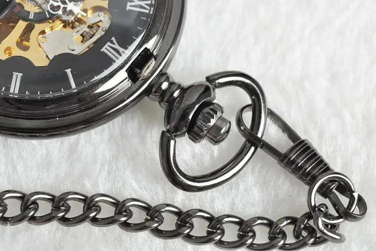 Antique Black Sunflower Hollow Relief Mechanical Pocket Watch Vintage Steampunk Fob Chain Men's Watch Women's Festival Gift