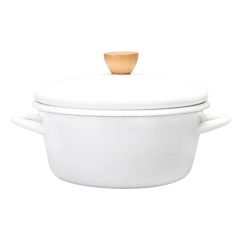 

Japanese style porcelain enamel pear shaped soup pot with lid household thickening double ears stew soup hot pot saucepot