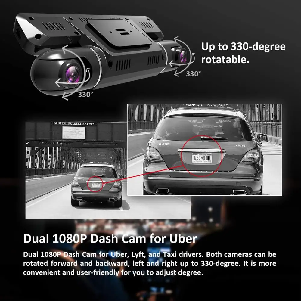 Видеорегистратор Pruveeo B80 с Wi Fi 4K двойной 1080P фронтальный и внутренний